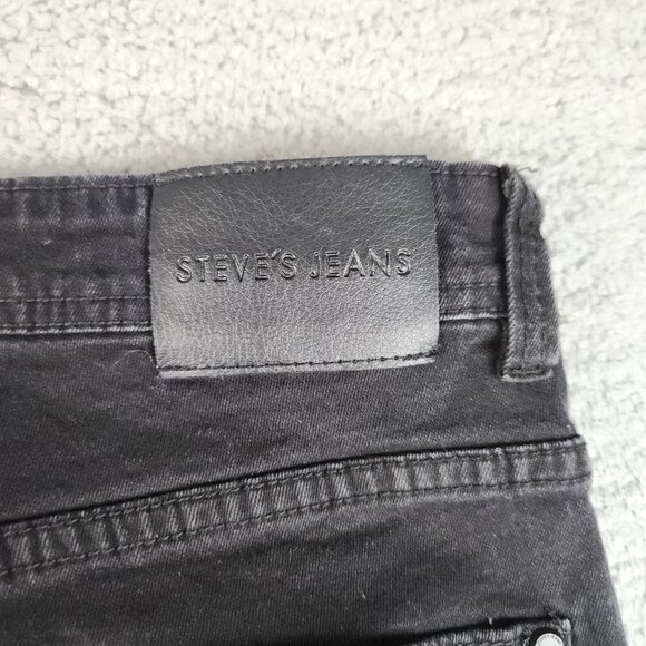 Mens 32x30 Black Athletic Slim Steves Jeans Denim Dark Modern Stretch Pockets - Picture 8 of 9
